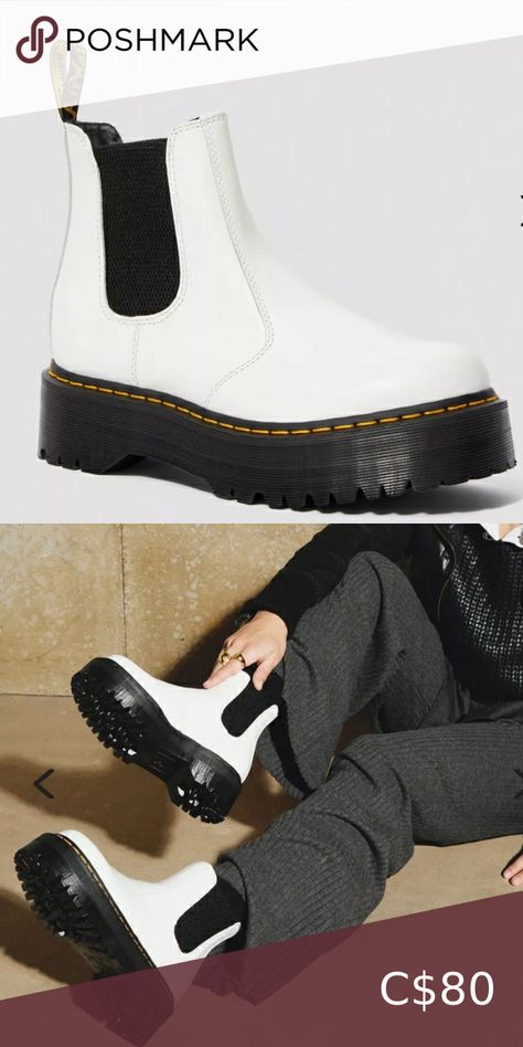 Doc Martens 2976 white Chelsea platform boots Doc Martens 2976, Chelsea Platform Boots, Dr Martens Shoes, Martens Shoes, Doc Martens, Platform Boots, Chelsea, Boots, Outfit Inspo