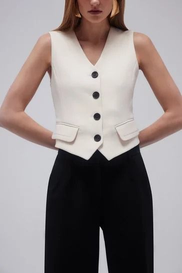 Tops | Tops For Women | Karen Millen US Women Waistcoat Outfit, Waistcoat Outfit Women, Ladies Waistcoat, Women Waistcoat, Waistcoat Outfit, Petite Tops, Women's Wardrobe, Basic Outfits, Karen Millen