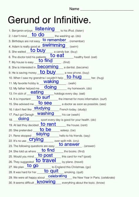 Gerund And Infinitive Worksheets, Gerunds And Infinitives, English Grammar Notes, Materi Bahasa Inggris, English Grammar Exercises, English Grammar Rules, Grammar Exercises, English Phrases Idioms, English Language Learning Grammar