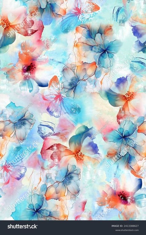 Design Textile Abstract Flower Background Stock Illustration 2413388627 | Shutterstock 7 Horses Running Painting Vastu Wallpaper, Textile Pattern Texture, Watercolor Pattern Design, Digital Graphics Art, Watercolor Flowers Pattern, Floral Pattern Wallpaper, Ajrakh Prints, Textile Prints Design, Flower Pattern Design