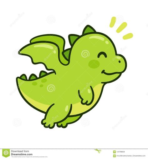 Cute baby dragon stock vector. Illustration of adorable - 120798608 Baby Dragons Drawing, Smile Illustration, Dragon Flying, Doodles Bonitos, Cartoon Green, Cartoon Dragon, Cute Dragon, Fairy Dragon, Image Film