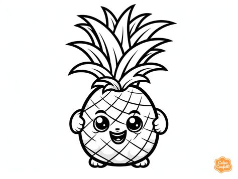 illustration of Sweet pineapple coloring Pineapple Coloring Page, Fruit Coloring Pages, Tropical Escape, Colorful Fruit, Creative Activities, Free Kids, Printable Coloring Pages, Coloring Pages For Kids, Coloring Page