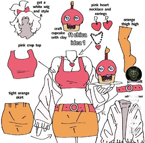 Sundrop And Moondrop Inspired Outfits, Fnaf Funtime Chica, Closet Cosplay Ideas, Fnaf Outfit Ideas, Fnaf Inspired Outfits, Fnaf Clothes, Fnaf Outfits, Fnaf Costumes, Chica Cosplay