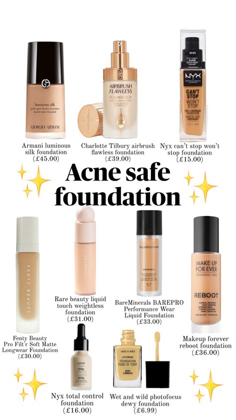 Acne safe foundation #acnesafemakeup #foundation #makeup #acne Acne Safe Foundation, Matte Skin Makeup, Acne Safe Makeup, Makeup Acne, Safe Makeup, Acne Makeup, Soft Makeup Looks, Makeup For Black Skin, Makeup Accesories