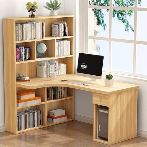 Office Desk For Home, Workspaces Design, Writing Laptop, Wood Corner Desk, Computer Desk With Drawers, Corner Writing Desk, Study Table Designs, Desk Dimensions, Desk Layout