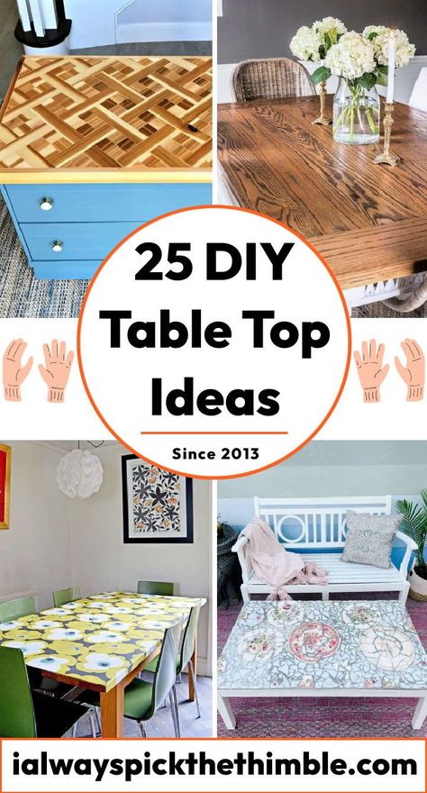 25 Cheap DIY Table Top Ideas: How To Build a Table Top Silicone Table Top, End Table Top Ideas, Creative Table Top Ideas, Creative Table Tops, Waterproof Table Top, Covering Glass Table Top, Craft Table Cover Ideas, Diy Coffee Table Top Makeover, Kitchen Table Cover Ideas