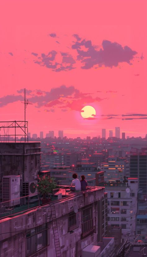 Arte Indie, Anime City, Dreamy Artwork, Graphic Poster Art, Sunset Wallpaper, Futuristic City, Cool Wallpapers Art, Animated Drawings, Dreamy Art