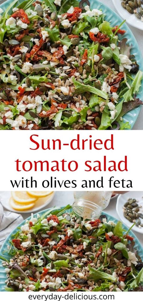 Dressing Vinaigrette, Salad With Olives, Filling Salad Recipes, Easy Vegetables, Kale Pasta, Fried Tomatoes, Feta Cheese Salad, Roasted Vegetables Oven, Tomato Salad Recipes