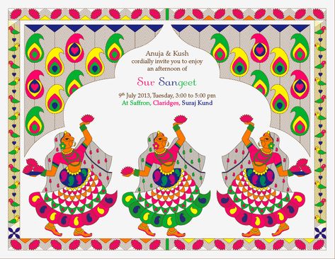 Sangeet Invitation, Cartoons Rangoli, Kitsch Wedding, Wedding Mad Libs, Handmade Wedding Stationery, Ladies Sangeet, Modern Indian Wedding, Box Wedding Invitations, Hindu Wedding Cards