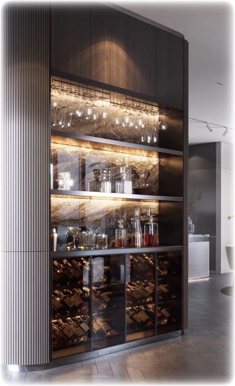 Cave A Vin Design, Modern Home Bar Designs, Home Bar Cabinet, Wine Closet, Home Bar Rooms, Modern Home Bar, Bar In Casa, Home Wine Cellars, Home Bar Design