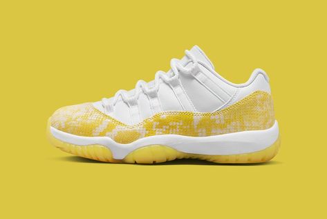 Jordan 11 Yellow Snakeskin Outfit, Jordan 11 Outfit Men, Jordan 11 Outfit, Air Jordan Low, Rick Owens Shoes, Jordan 11s, Yellow Snake, Jordan Low, Air Jordan 11 Low