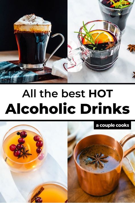 Hot Alcoholic Drinks, Spiked Cider, Holiday Drinks Alcohol, Warm Cocktails, Spiked Hot Chocolate, Fruity Wine, Hot Drinks Recipes, A Couple Cooks, Buttered Rum