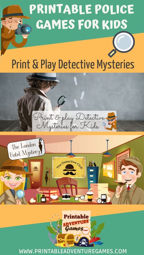 Detective mysteries for kids are very popular games. They highlight several aspects useful to the good development and learning of the child. Indeed, riddles, puzzles, or police investigation, call for everyone’s curiosity. But also to the sense of deduction, and to this desire for adventure that children have in them. Who Done It Mystery For Kids, Kids Detective Activities, Diy Mystery Game For Kids, Detective Games For Kids Free Printable, Detective Puzzles, Mystery Activities For Kids, Detective Games For Kids, Detective Activities For Kids, Literacy Night Games