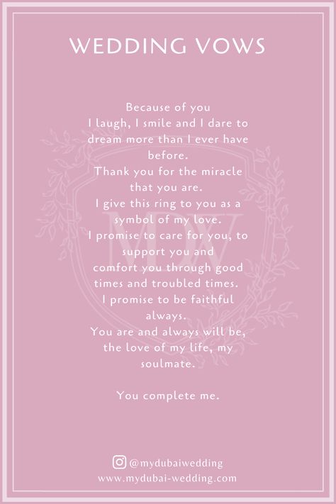 Cute Friendship Messages, Brides Vows, Simple Wedding Vows, Personalized Vows, Some Beautiful Words, Vows To Husband, Wedding Vows Quotes, Vow Ideas, Romantic Wedding Vows