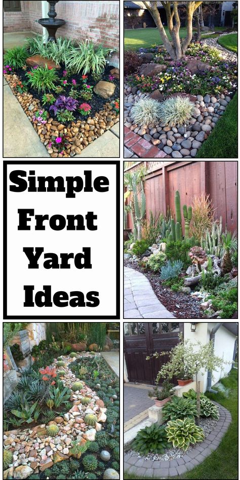 If you are planning to create a warm and welcoming impression, the front yard of your home is the place you should begin. With these simple front yard landscaping ideas today, you’ll be able to easily express yourself and your place in a fun way. In addition, your house and its front yard is usually a stranger’s first impression of you. Just design some simple steps like featuring some more flowers, plants, rocks, stones, and more, you can make your front yard look friendlier. Front Yard Flower Bed Ideas With Rocks, Decorative Rock Landscaping Front Yard, Simple Landscape Design Front Of House, Landscaping For Small Spaces, Front Flowerbed Landscaping, Landscaping Designs Front Of House, Front Yard Landscaping Plant Ideas, Yard Landscaping Ideas On A Budget, Small Area Landscaping Ideas Front Yards