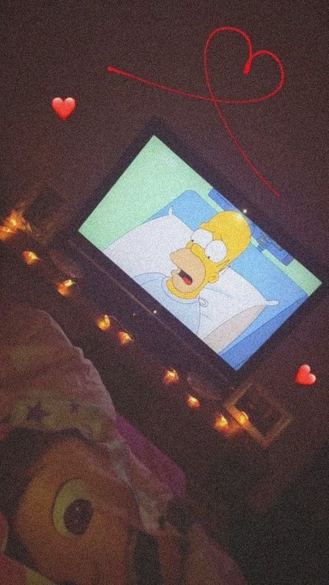 Watching Simpsons on TV at night aesthetic Watching Movies Aesthetic Night Tv, The Simpsons Aesthetic, Tv At Night, Simpsons Aesthetic, At Night Aesthetic, Cute Black Wallpaper, Hollywood Walk Of Fame Star, Night Aesthetic, The Simpsons