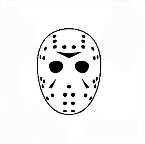 American Traditional Jason Mask Tattoo, Jason Voorhees Mask Drawing, Jason Voorhees Stencil, Friday The 13 Nail Art, Jason Mask Svg, Jason Flash Tattoo, Jason Mask Tattoo Stencil, Jason Mask Nails, Jason Drawing Easy