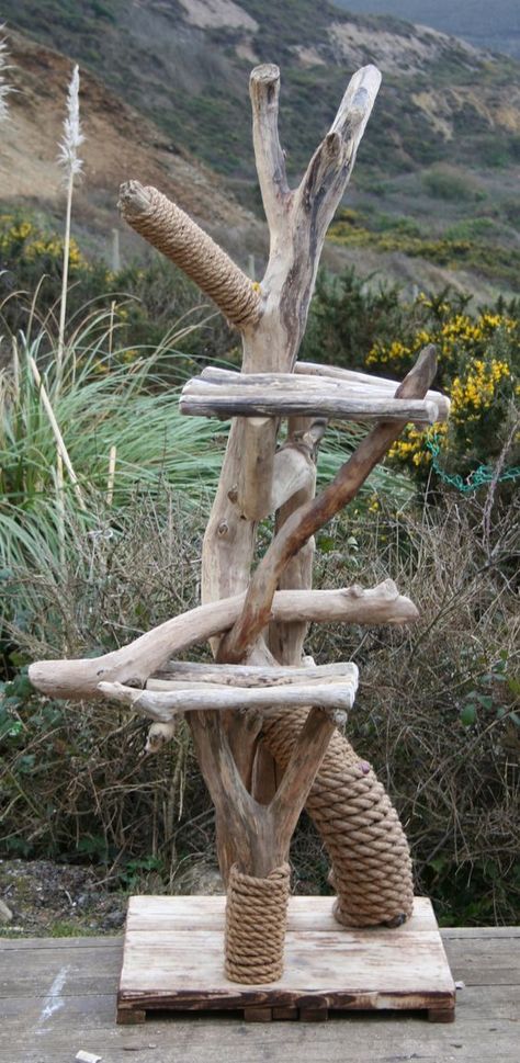 Outdoor Cat Tree, Katt Hus, Katt Diy, Tree Rope, Katt Grejer, Kat Diy, Chat Diy, Diy Cat Tree, Cat Run