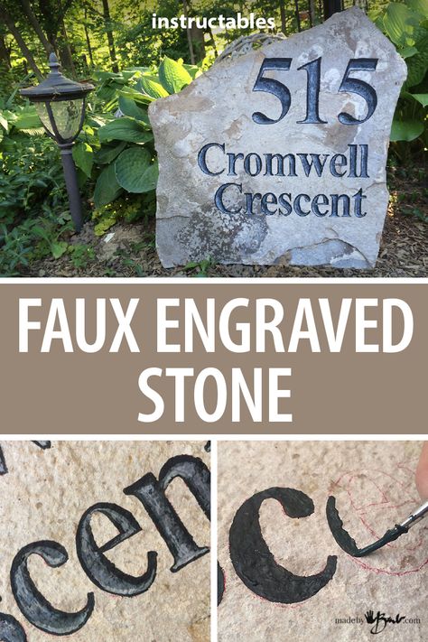 House Numbers On A Rock, Paint House Number On Rock, Name Stones For Yard, Rock House Number Ideas, Diy Driveway Marker Ideas, Rock Address Sign, Diy Street Number Address Signs, Painted Rock House Number, Rock Address House Numbers