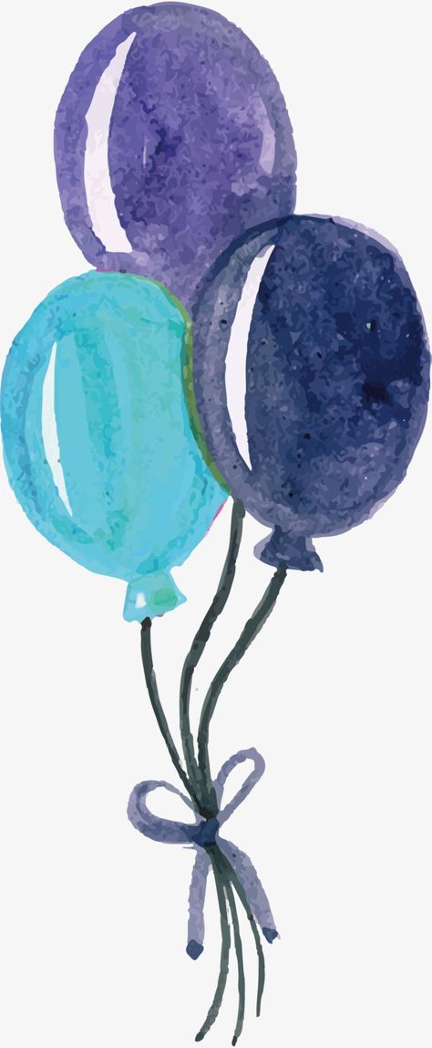 Watercolor Ar, Balloon Watercolor, Balloon Vector, Balloon Painting, Purple Balloons, Purple Sky, Vector Png, Png Transparent Background, Art Class