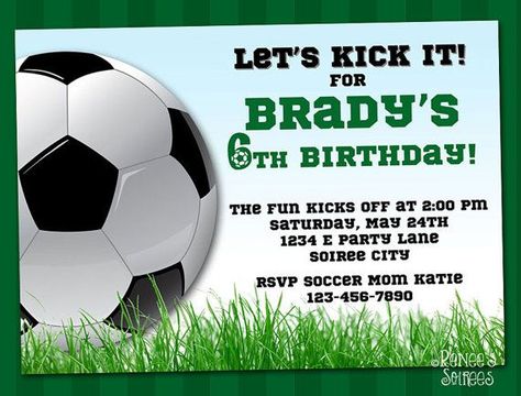 Awesome Printable Birthday Invitations For Free Soccer Party Invitations, Soccer Birthday Invitation, Soccer Birthday Party, Football Party Invitations, Sports Birthday Invitations, Football Invitations, Soccer Birthday Parties, Soccer Theme, Football Birthday Party