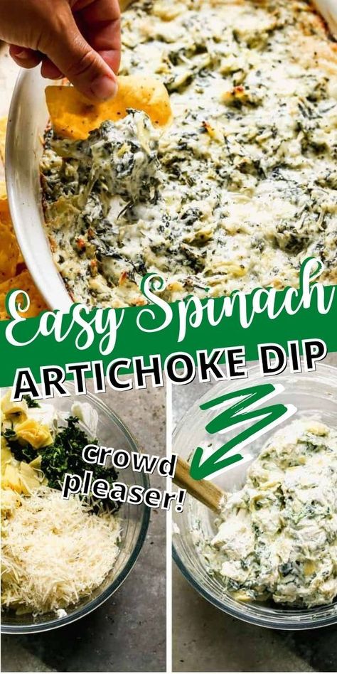 Spinach Artichoke Dip Recipe Easy, Artichoke Dip Recipe Easy, Warm Dip Recipes, Cheesy Spinach Artichoke Dip, Artichoke Dip Easy, Spinach Artichoke Dip Easy, Spinach Artichoke Dip Recipe, Artichoke Dip Recipe, Popular Appetizers