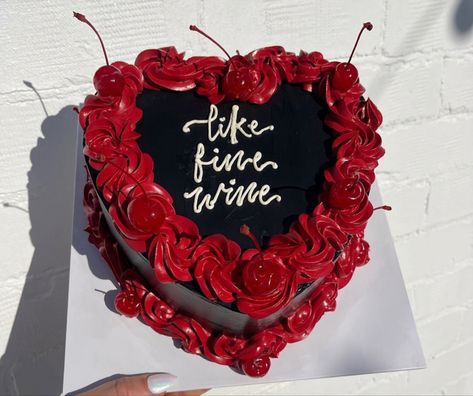 32 Flavors Birthday Theme, 31st Bday Ideas For Her, Black Virgo Cake, Like Fine Wine Cake, Red And Black Vintage Cake, November Cakes Birthday, 26 Birthday Cake Ideas, 26 Bday Cake, Witches Dont Age Cake Aesthetic