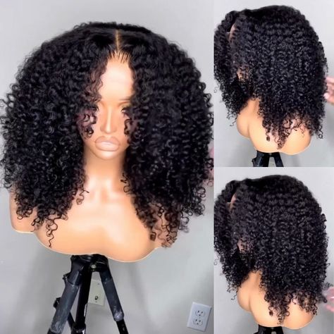 Glueless Thick Fluffy Afro Curly Human Hair Bob Wigs 13*4/4*4 Invisible Lace Wig For Women No Code Needed -Amanda Hair Long Curly Bob Black Women, Fluffy Afro, Human Hair Bob Wigs, Natural Curly Wig, Short Cut Wigs, Curly Afro Wig, Olive Oil Hair, Color Rubio, Textured Curly Hair