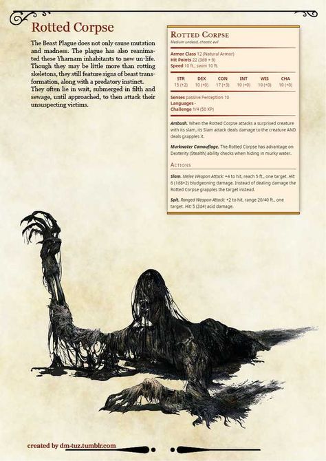 Bloodborne Concept Art, Monster Manual, Dnd Stats, Mythical Monsters, Dungeons And Dragons 5e, D D Monsters, Dnd Dragons, Dnd 5e Homebrew, Dungeons And Dragons Game