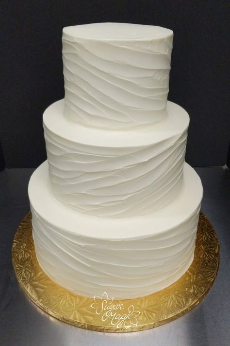 Wedding Cake Pattern, Wedding Cake With Buttercream, Textured Buttercream Wedding Cake, Cookie Decorating Tips, Gray Wedding Cake, Textured Buttercream, Textured Wedding Cakes, Cake Design Inspiration, Three Tier Cake