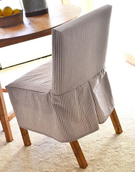 Diy Chair Covers, Slipcover Chair, Chair Slipcovers, Diy Casa, Dining Chair Covers, Dining Room Chair, Dining Chair Slipcovers, Parsons Chairs, Diy House Projects