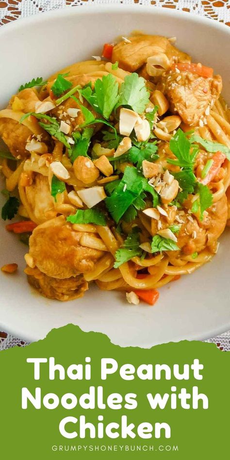 Peanut Butter Noodles Chicken, Recipes Using Thai Peanut Sauce, Thai Peanut Chicken And Veggies, Spicy Peanut Noodles With Chicken, Thai Peanut Sauce Noodles And Chicken, Asian Peanut Chicken, Asian Chicken Recipes With Noodles, Peanut Sauce Noodles Chicken, Peanut Chicken Sauce