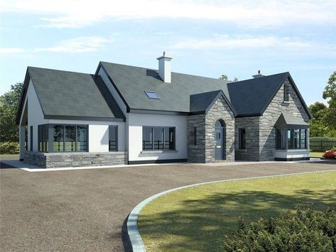 Open Plan House, Irish House Plans, House Plans Ireland, Dormer House, House Designs Ireland, Modern Bungalow Exterior, Irish Houses, Garage Laundry, Yard Area