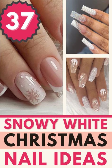 Christmas is the time to be jolly and festive but that doeesn't mean you cant have white christmas nails this season. These white christmas nails feature everything you are looking for in a nail. You'll find white christmas nails short, white christmas nails long, white christmas nails simple, white christmas nails cute and so much more White Holiday Nails Short, White Nails With Christmas Tree, White Sparkle Nails Christmas, French Manicure Christmas Designs, Holiday French Manicure Winter Nails, White Nails With Snowflake Design, Winter Christmas Nails Snowflake, Natural Christmas Nail Designs, White Winter Nails Square