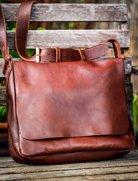 Bear Leather, Field Bag, Bison Leather, Tooled Leather Bag, Horween Leather, Leather Rucksack, Side Bag, Leather Laptop Bag, Bags For Men