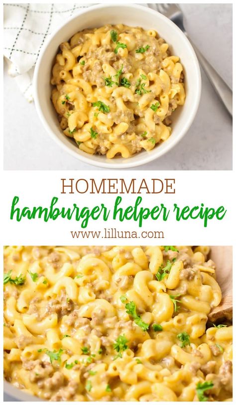 Better than the box, Homemade Hamburger Helper is a perfect one-pot meal that comes together in under 30 minutes! #hamburgerhelper #homemadedinner #onepotmeal #30minutemeal Kid Dinners, Hamburger Meals, Cheeseburger Macaroni, Macaroni Recipe, Hamburger Helper Recipes, Menu Recipes, Kid Recipes, Dinner Rotation, Macaroni Recipes