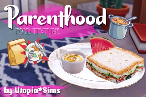 " Parenthood " Food Texture | Utopia Mordor en Patreon Sims 4 Kitchen, Sims Baby, Sims 4 Family, Sims 4 Cc Kids Clothing, Play Sims 4, Sims Packs, Muebles Sims 4 Cc, The Sims 4 Pc, Food Texture