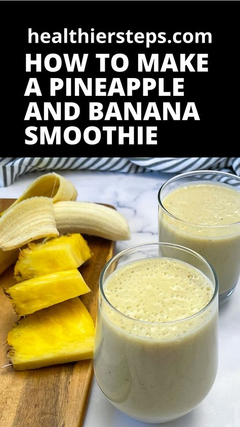 Learn How to Make Pineapple and Banana Smoothie: Ingredients *1 cup almond milk *1 cup frozen pineapple, or fresh *1 banana, preferably frozen *1 cup ice cubes, for thicker smoothies or if you're using fresh fruits Pineapple Banana Smoothie Healthy, Banana And Pineapple Smoothie, Banana Pineapple Smoothie Recipes, Pineapple Smoothie Recipes Fat Burning, Frozen Pineapple Smoothie, Frozen Pineapple Recipes, Banana Pineapple Smoothie, Pineapple Smoothie Healthy, Blend Jet