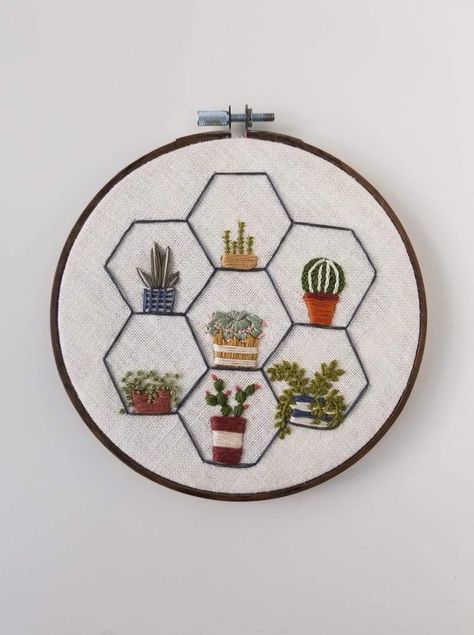 Embroidery Succulent, Succulent Embroidery, Minimalist Embroidery, Plant Cactus, Apartment Dorm, Ideas Embroidery, Hand Embroidery Kit, Hand Work Embroidery, Hand Embroidery Projects