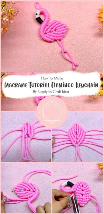 Lovely Macrame Flamingo Keychain Free Pattern Ideas - Carolinamontoni.com Jewelry Hooks On Wall, Moon Macrame Tutorial, Macrame Flamingo Keychain, Macrame Flamingo Diy, Easy Macrame Projects Diy, Free Macrame Wall Hanging Pattern, Flamingo Knitting Pattern Free, Macrame Patterns Tutorials Free, Macreme Leaves Diy