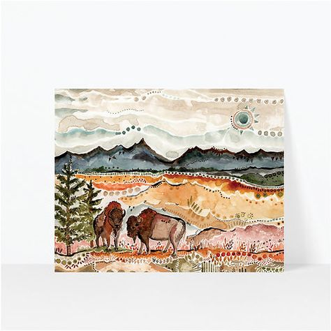 Yellowstone National Park Art Print | Earth Clay Wall Shelf Desk, National Park Artwork, National Park Watercolor, Park Watercolor, Earth Clay, Park Art, Nature Art Painting, Yellowstone National, Yellowstone National Park