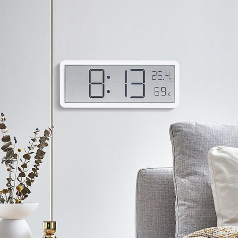 Digital Wall Clock Electronic Wall Mounted LCD Disply Clocks Multifunctional Temperature and Living Room Wall Clock, Bedroom Wall Clock, Led Wall Clock, Wall Clocks Living Room, Desktop Clock, Clock Living Room, Digital Wall Clock, Diy Clock Wall, Digital Clock