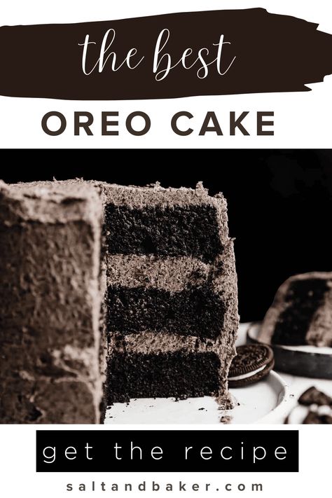 Oreo Cake Homemade, Marshmallow Cake Filling, Black Oreo Cake, Oreo Cake Frosting, Oreo Chocolate Cake Recipe, Oreo Cake Filling, Cocoa Powder Cake, Oreo Layer Cake, Black Velvet Cake