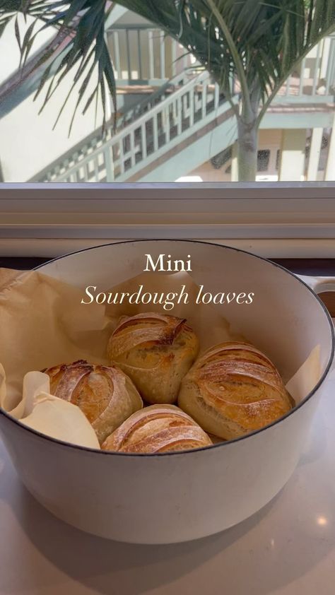 CIERA LEAVITT | Mini sourdough loaves! A love language of mine! They make the perfect gift, the perfect snack to throw in your bag with some spread, the… | Instagram Sourdough Lunch Bread, Mini Loaf Packaging Ideas, Mini French Bread Loaves, Sourdough Bread Basket Gift, Sourdough Bread Accesories, Homemade Bread Basket Gift, 1 Day Sourdough Bread, Sourdough Discard Bunt Cake, Small Sourdough Loaves