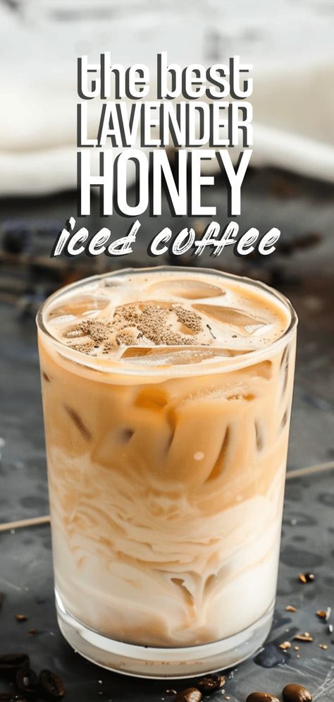 Lavender Honey Iced Coffee [15 Minutes] – Chasety Best Homemade Iced Coffee, Lavender Honey Latte, Lavender Coffee Recipes, Honey Coffee Recipe, Coffee Shop Recipes, Honey Iced Coffee, Nespresso Drinks, Honey Lavender Latte, Homemade Iced Coffee Recipe