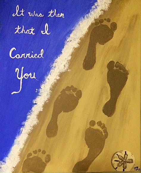 Foot prints in the sand painting, beach canvas painting Footprints In The Sand Drawing, Sand Painting Ideas, Foot Prints In The Sand, Large Canvas Art Diy, Beach Canvas Painting, Tree Art Diy, Diy Drawings, Scripture Painting, Canvas Art Ideas