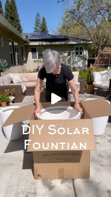 Home decor on Instagram: "Easy DIY Solar Fountain How-to: - 2 different size planters - Potting soil-" Diy Solar Fountain, Patio Fountain, Diy Balcony, Patio Flowers, Diy Garden Fountains, Solar Fountain, Front Yard Garden Design, Front Yard Landscaping Plans, Outdoor Fountain