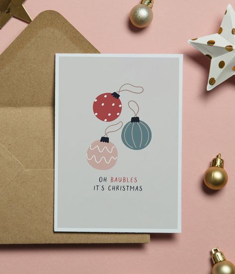 Our fun and festive 'Oh Baubles it's Christmas' Christmas card is available individually or as part of a make your own Christmas card bundle. Cards are A6 and printed on a 230gsm matte stock. Each card comes with a brown gummed envelope. All cards are left blank inside for your own message. Book Wrap, Cellophane Wrap, Christmas Cards Handmade, Christmas Christmas, Christmas Card, Printing Process, Christmas Bulbs, Cards Handmade, Make Your Own