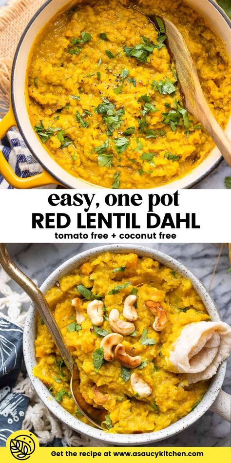 Healthy Lentil Curry, Vegan Tarka Dahl, Coconut Dahl Recipe, Red Lentil Chickpea Curry, Simple Red Lentil Recipe, Red Lentil Dal Recipe, Easy Dahl Recipe, Vegan Dahl Recipe, Coconut Dahl