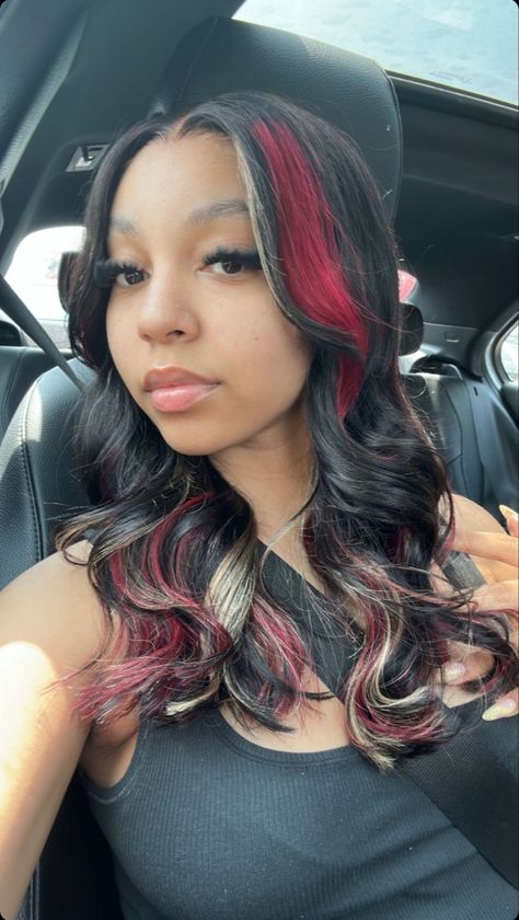 Multi Color Highlights, Red And Blonde Highlights, Loose Wave Wig, Red And Blonde, Birthday Hairstyles, Color Highlights, Dying Hair, Quick Weave Hairstyles, Dyed Hair Inspiration